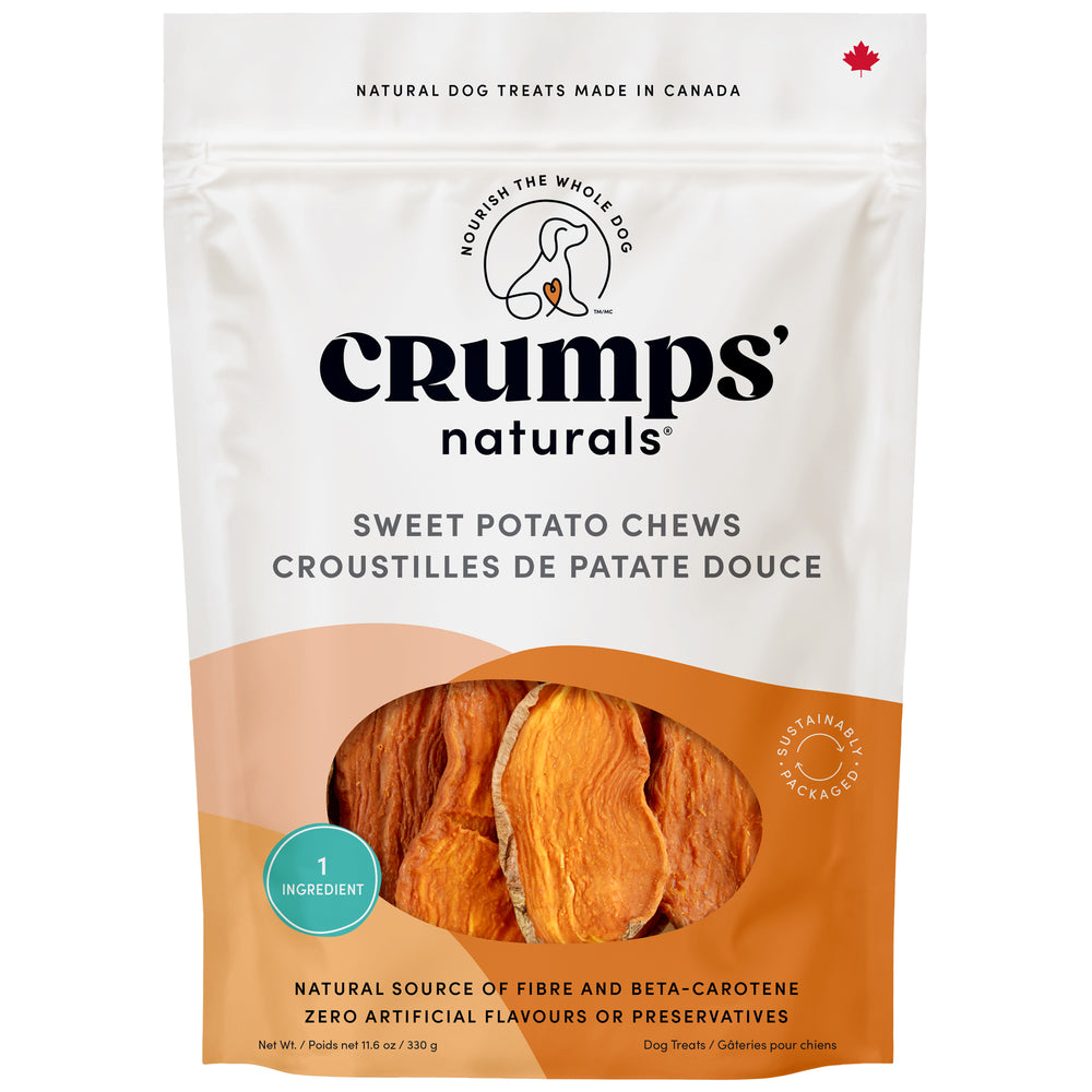 Crumps' Naturals Sweet Potato Chews dog treats, 330 g — official manufacturer packaging
