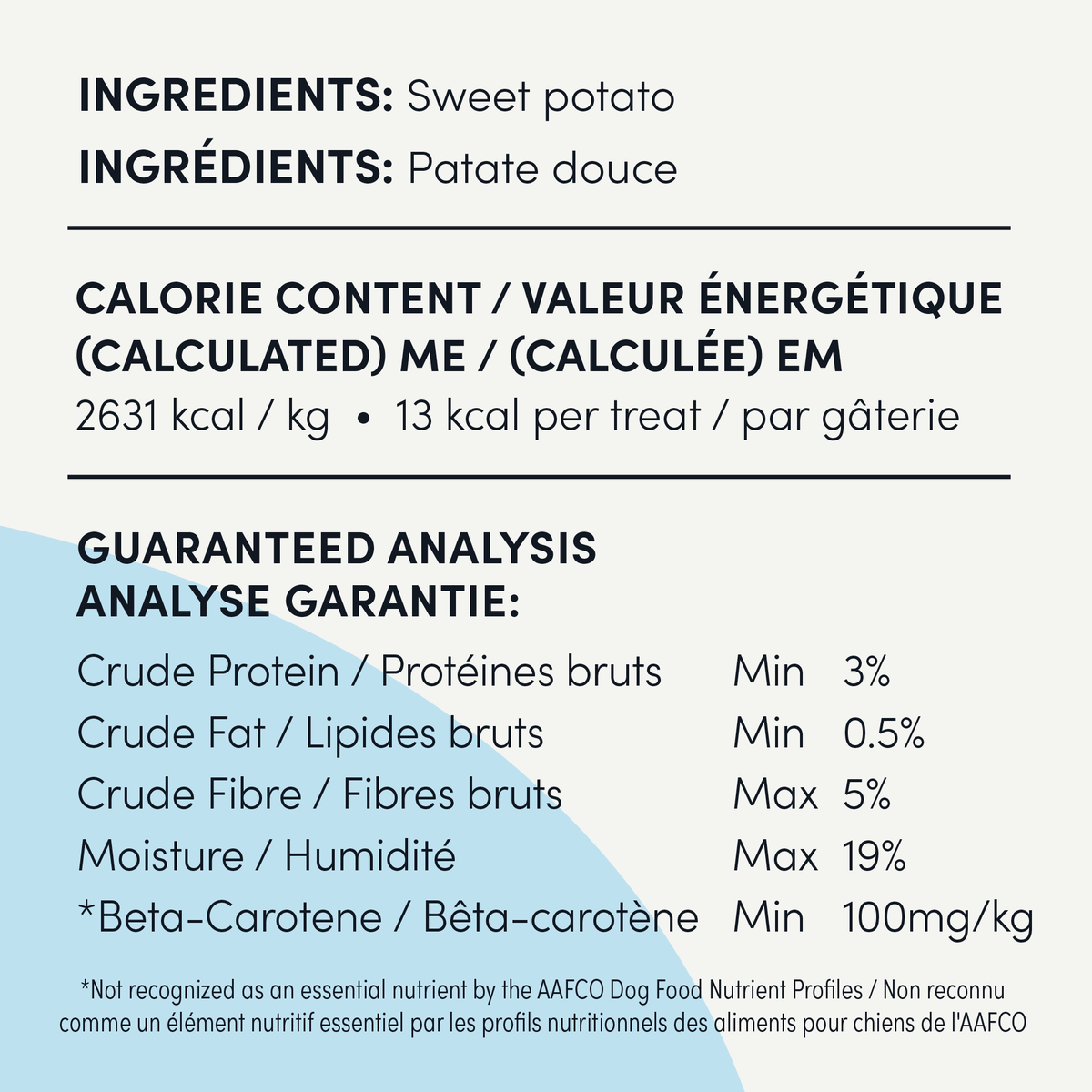 Crumps' Naturals Sweet Potato Fries — manufacturer ingredients, calories and guaranteed analysis