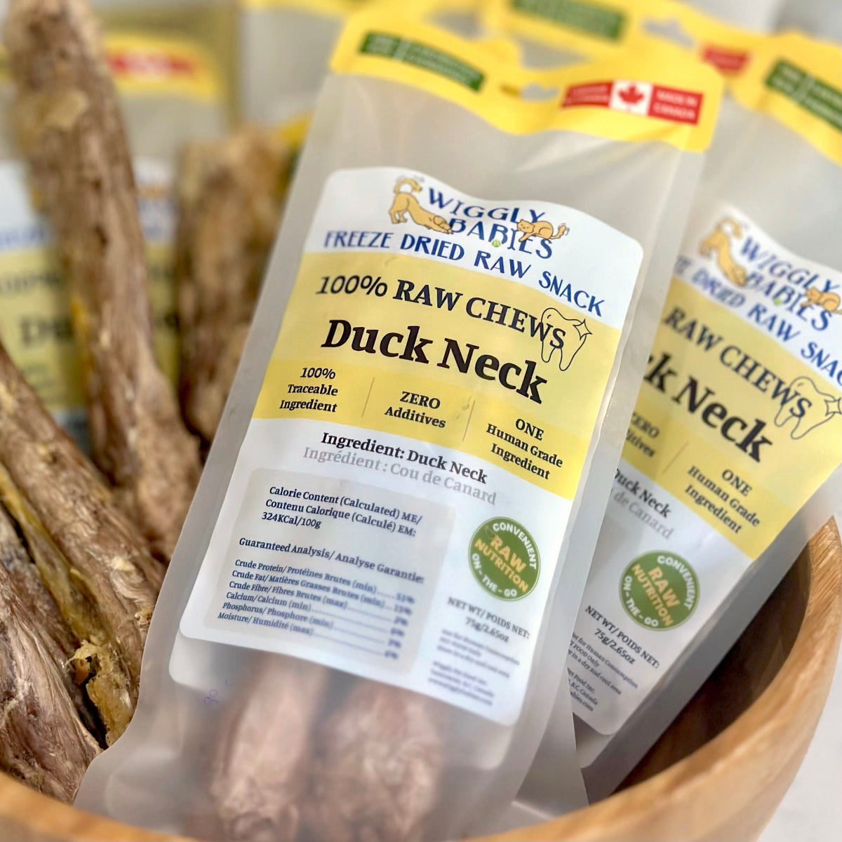Wiggly Babies Whole Duck Neck Freeze-Dried Raw Chews 2 pieces