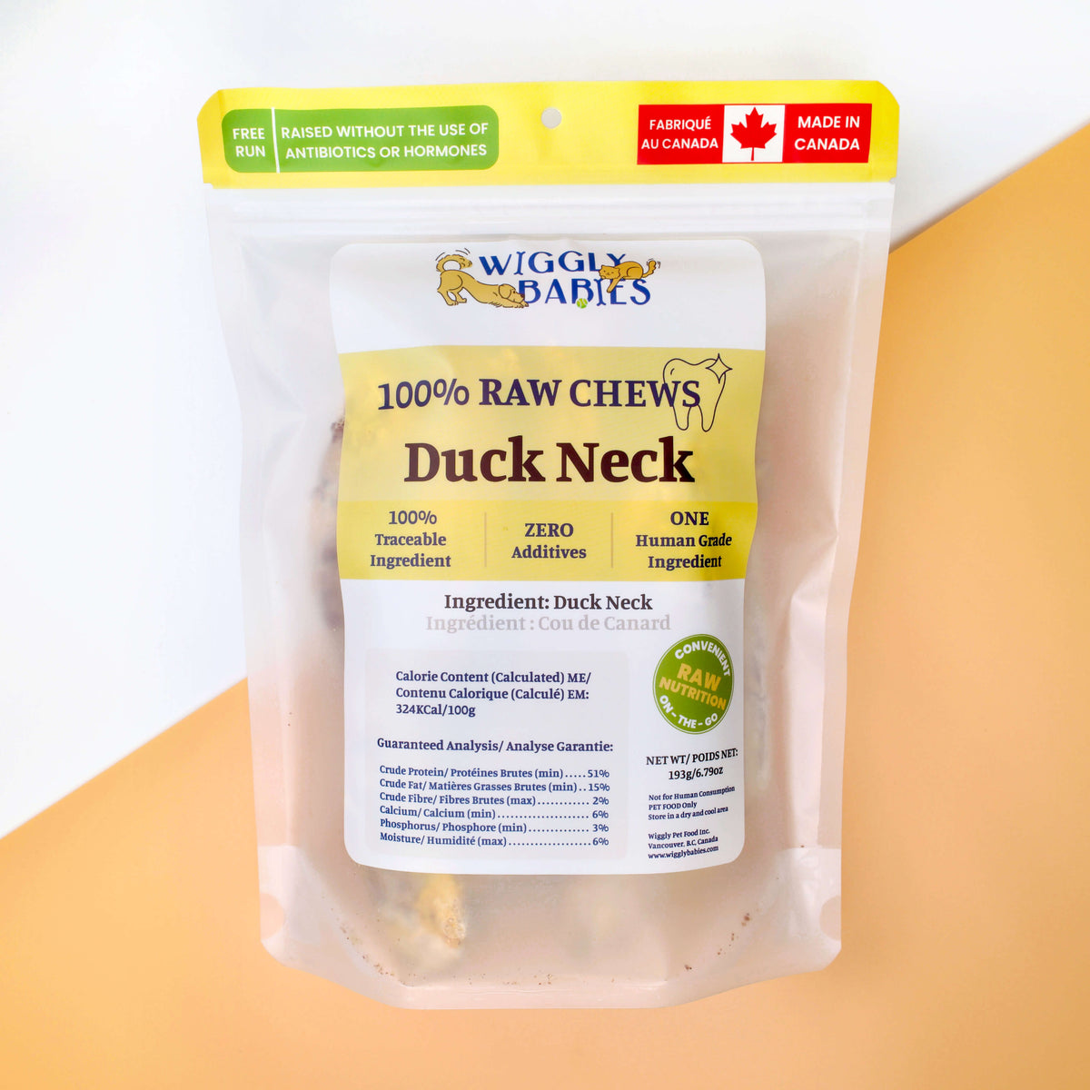 Wiggly Babies Whole Duck Neck Freeze-Dried Raw Chews large package