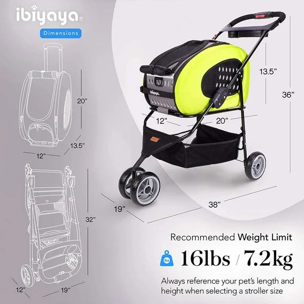Ibiyaya 5-in-1 EVA Pet Stroller-Carrier, Rabbit-Dog-Cat Sling Bag & Small Pet Backpack with Wheels 1009