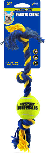 Petsport Mini 3-Knot 12 in rope with 1.8 in Tuff Ball