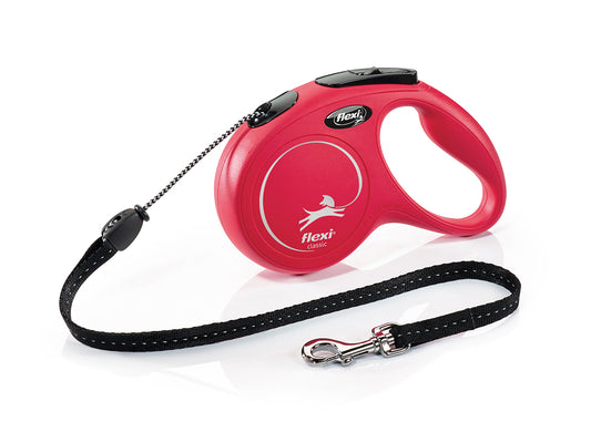 flexi New Classic Cord Retractable Dog Leash – M, 5 m (16 ft), Red