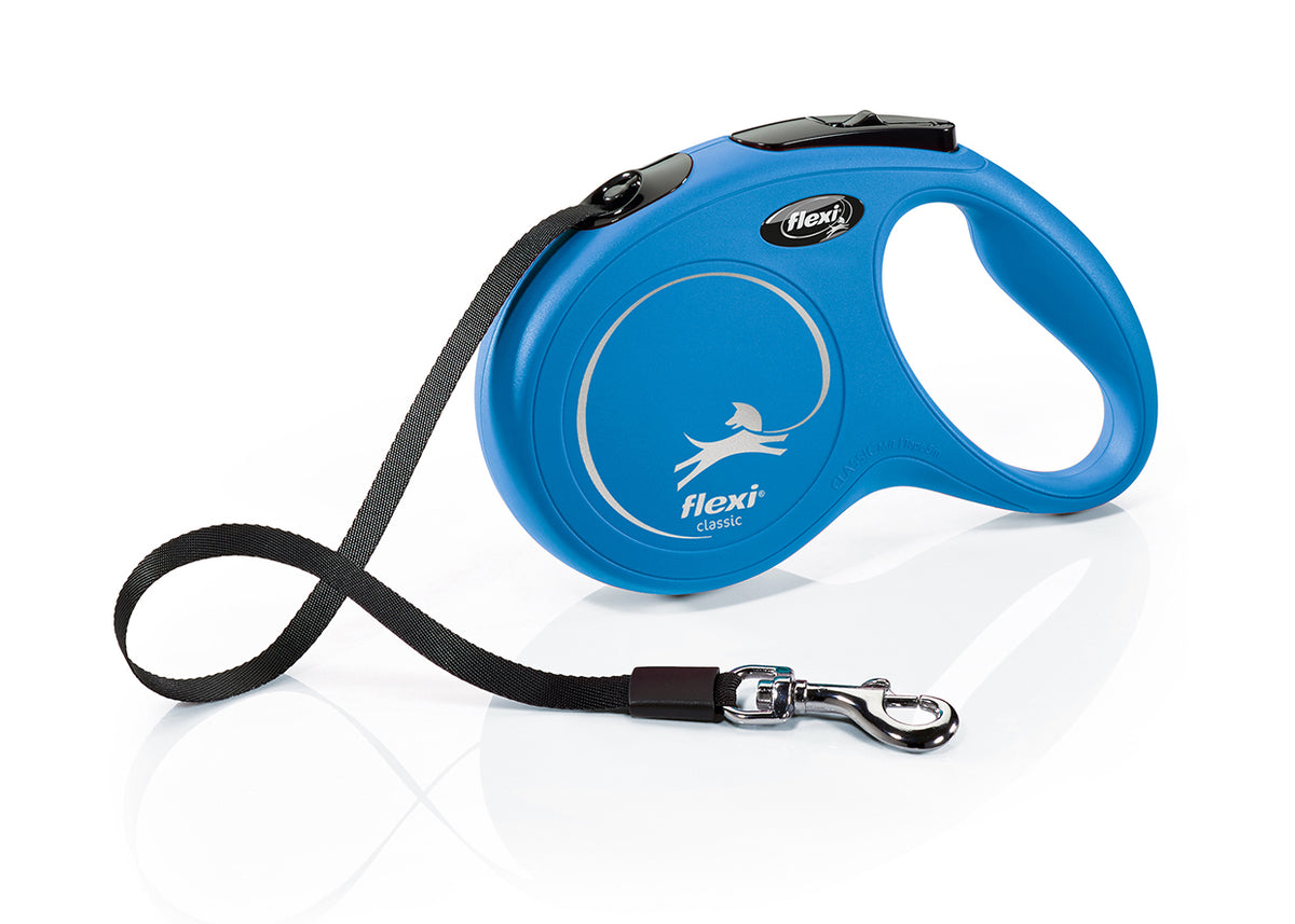 flexi New Classic Tape Retractable Dog Leash – M, 5 m (16 ft), Blue