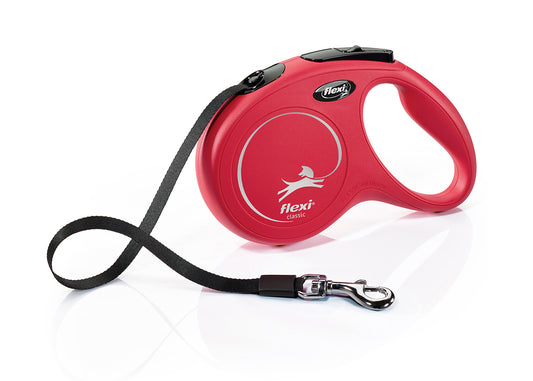 flexi New Classic Tape Retractable Dog Leash – M, 5 m (16 ft), Red