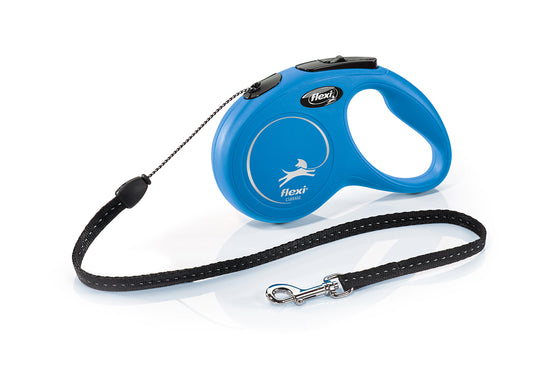 flexi New Classic Cord Retractable Dog Leash – S, 5 m (16 ft), Blue