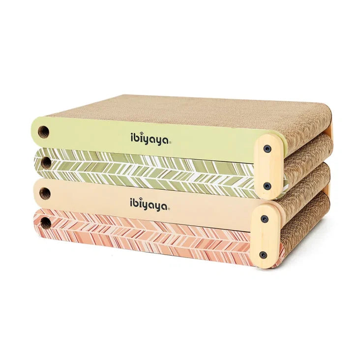 Ibiyaya FF2217 Cinnamon and Sage Green scratchers folded for storage