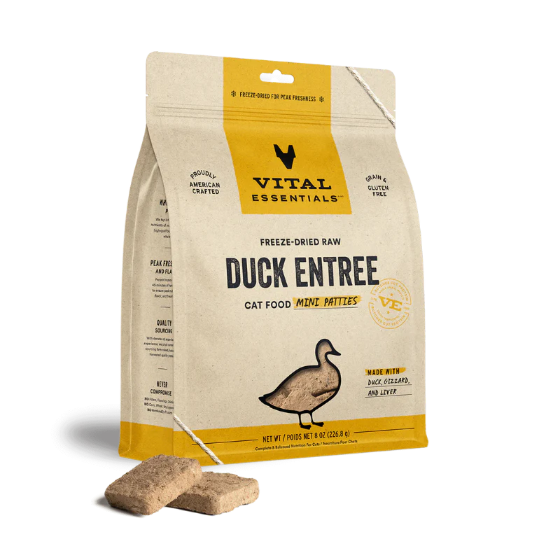 Vital Essentials - Cat Mini Patties Freeze Dried - Duck - 8oz