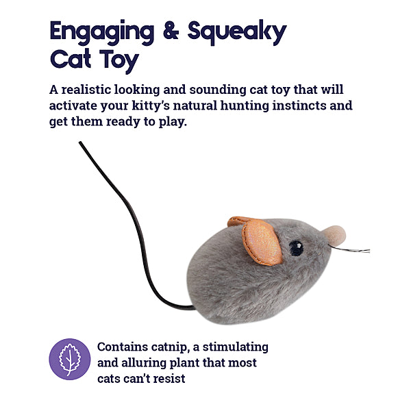 PETSTAGES Squeak Squeak Mouse Grey | Cat
