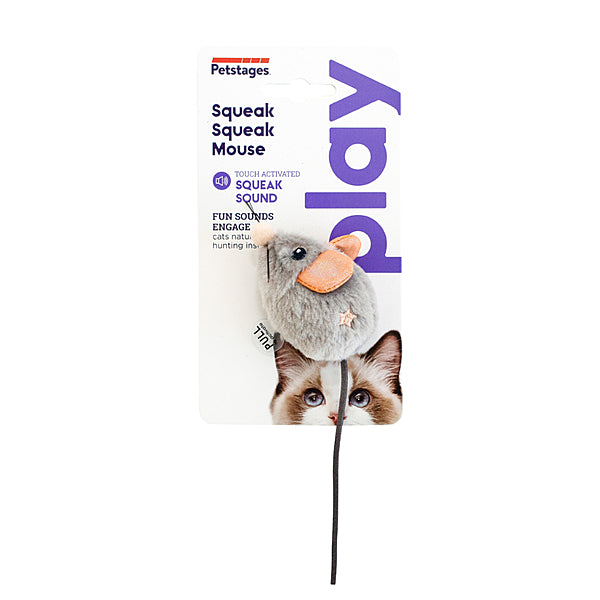 PETSTAGES Squeak Squeak Mouse Grey | Cat