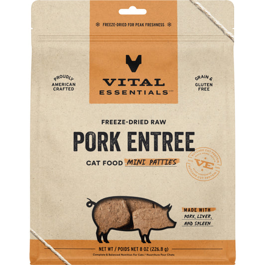 Vital Essentials Raw Pork Mini Patties 8OZ | Cat