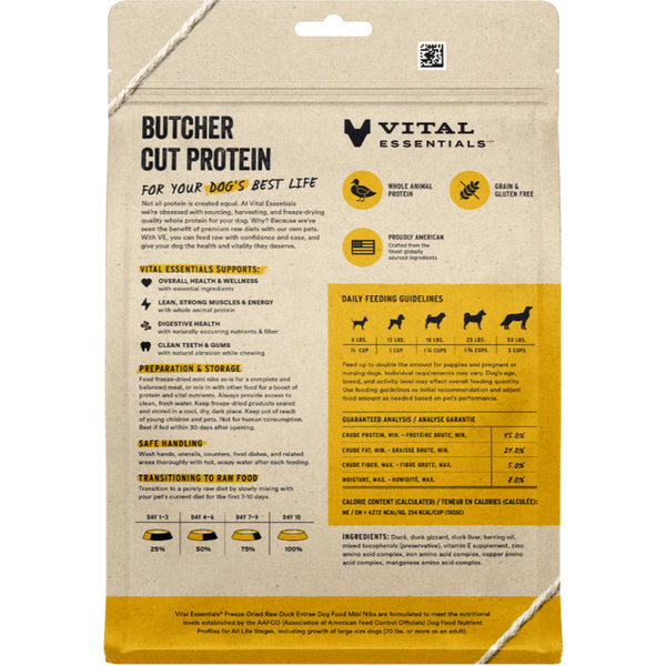 Vital Essentials Raw Duck Entree Mini Nibs 14OZ