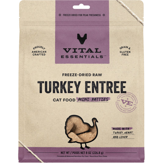 Vital Essentials Raw Turkey Mini Patties 8OZ | Cat