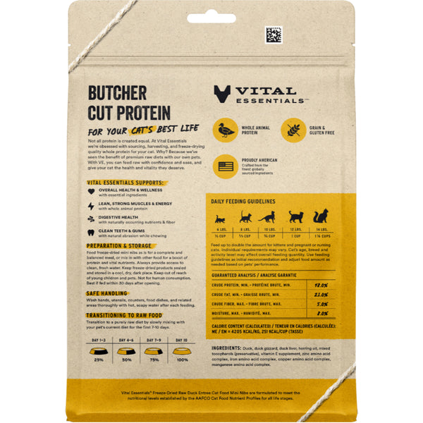 Vital Essentials Raw Duck Mini Nibs 12OZ | Cat