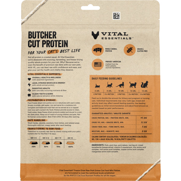 Vital Essentials Raw Pork Mini Patties 8OZ | Cat