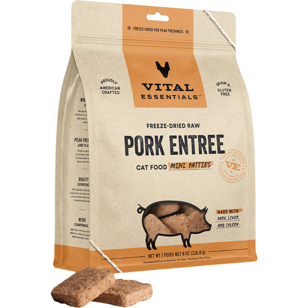 Vital Essentials Raw Pork Mini Patties 8OZ | Cat