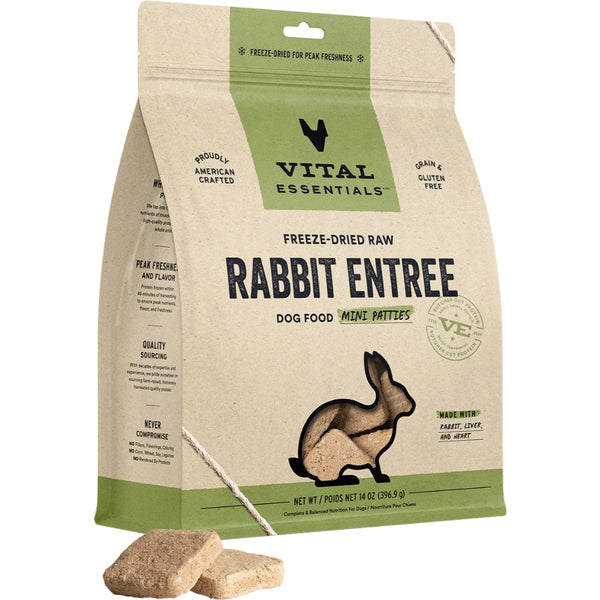 Vital Essentials Raw Rabbit Entree Mini Patties 14OZ