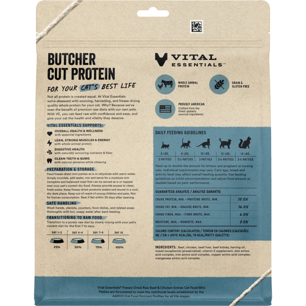 Vital Essentials Raw Beef & Chicken Mini Patties 8OZ | Cat