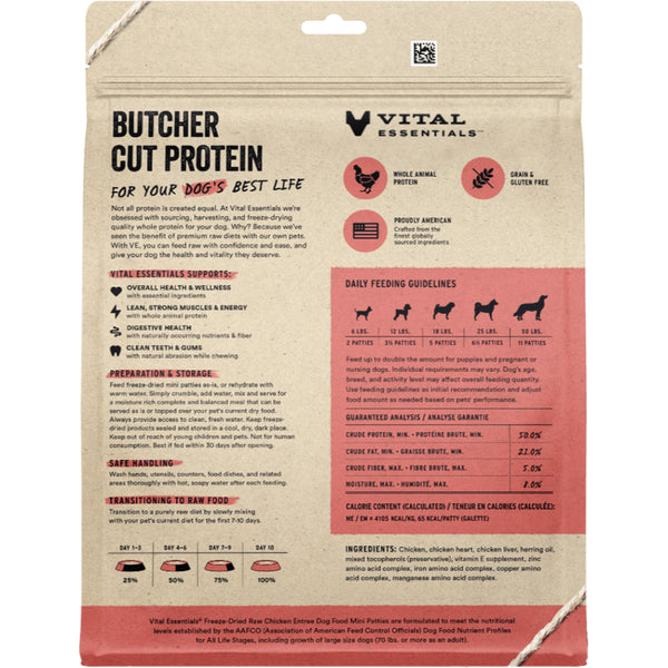 Vital Essentials Raw Chicken Entree Mini Patties 14OZ