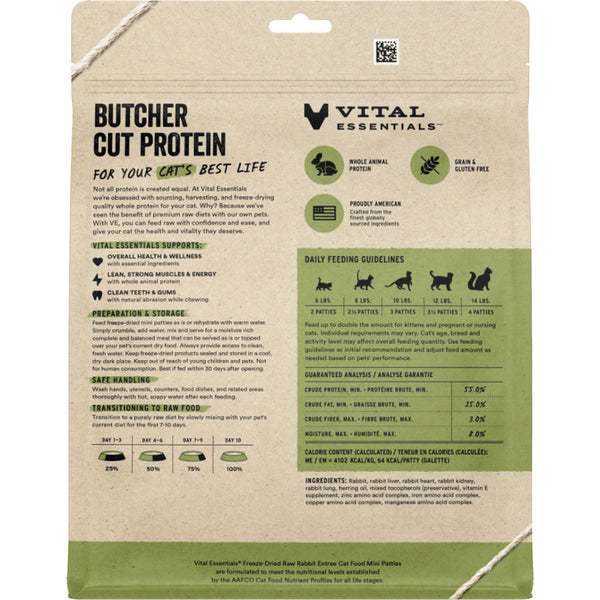 Vital Essentials Raw Rabbit Mini Patties 8OZ | Cat