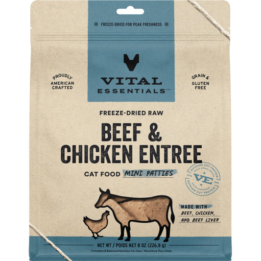 Vital Essentials Raw Beef & Chicken Mini Patties 8OZ | Cat