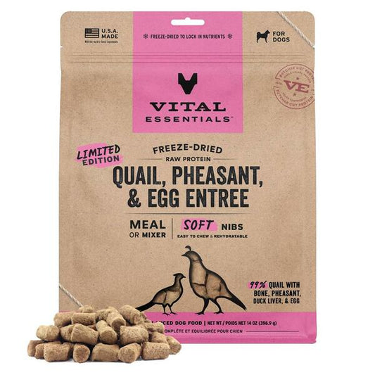 Vital Essential FD Raw Quail Pheas Egg Entree&Mixer Soft Nibs 14OZ