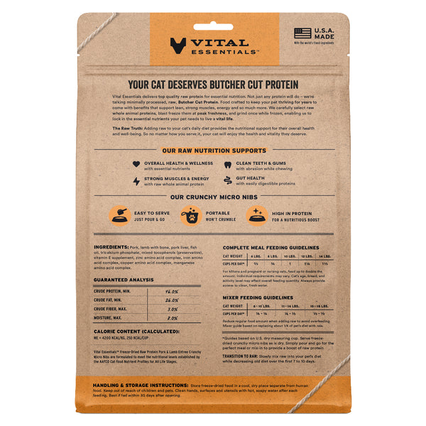 Vital Essential Pork & Lamb Entree Micro Nibs 12OZ | Cat