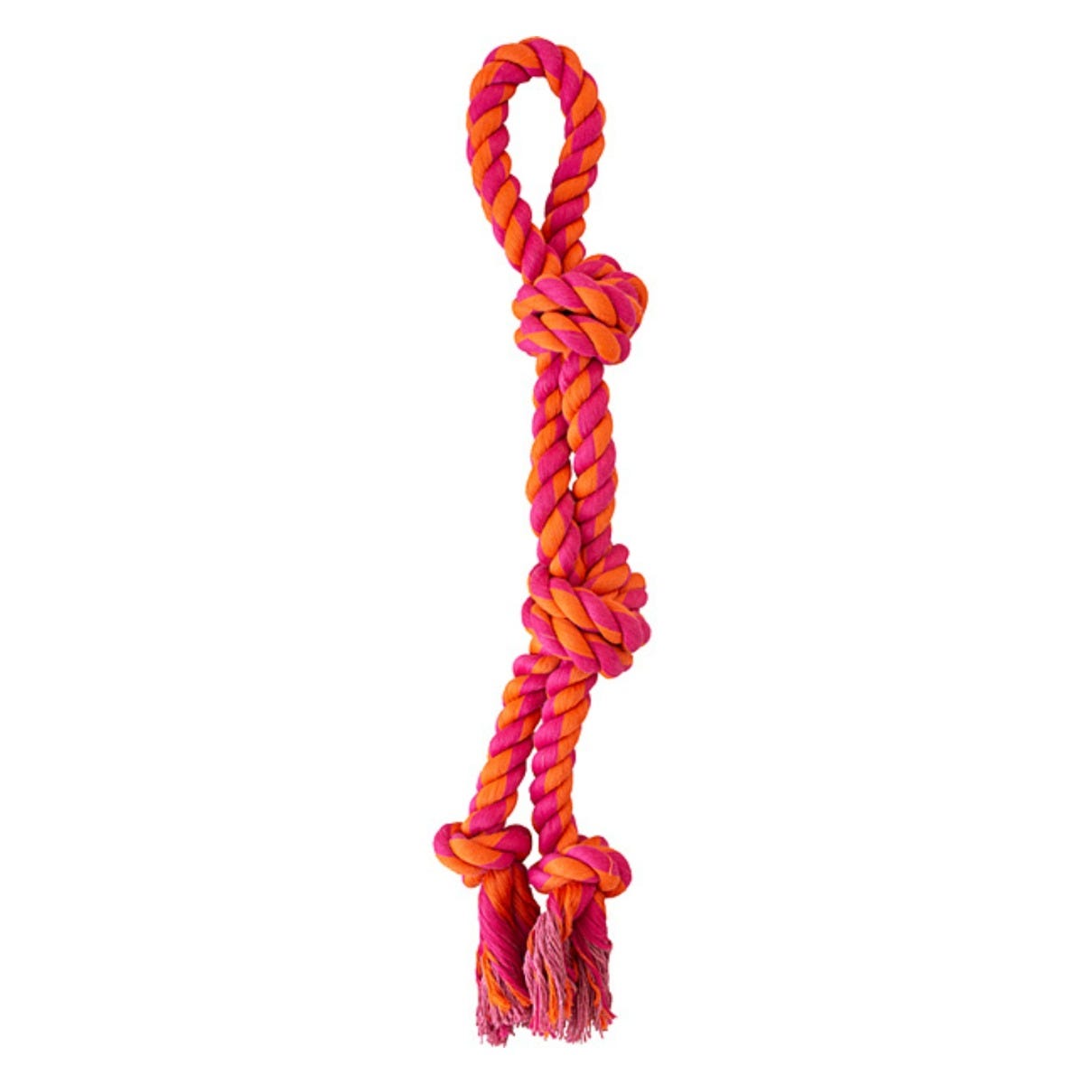 Knotty & Nice Split Rope Dog Toy – Orange & Pink, 17.75 in