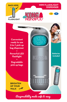 KONG HandiPOD Flashlight Mini Dog Poop Bag Dispenser with LED Light