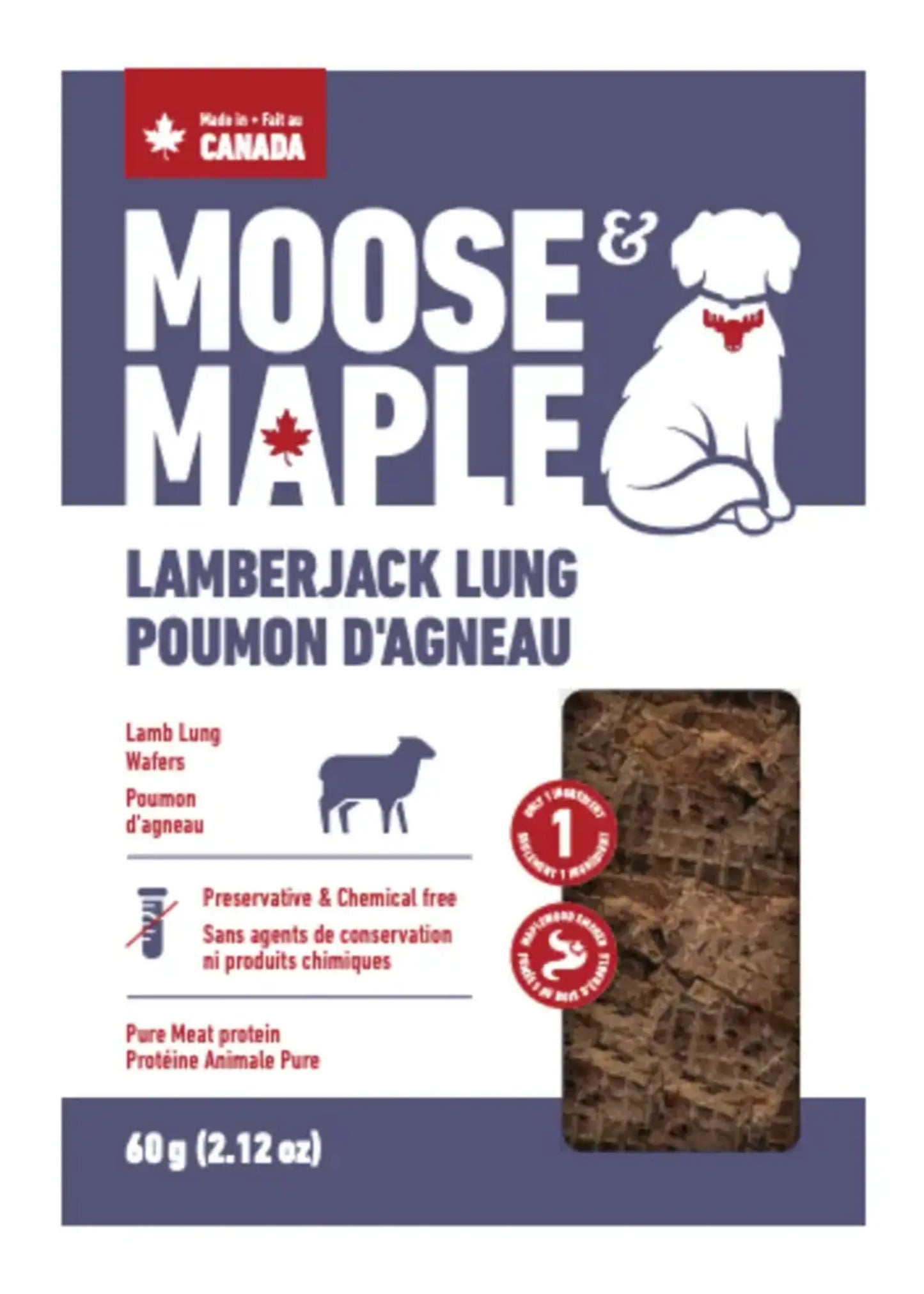 Moose Maple Lamberjack Lung-Lamb Lung Wafers