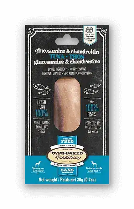 Oven-Baked Tradition Tuna with Glucosamine & Chondroitin fillet dog treat package