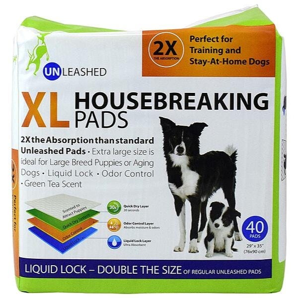 Unleashed Housebreaking Pads for Dogs – X-Large, 40 Pack