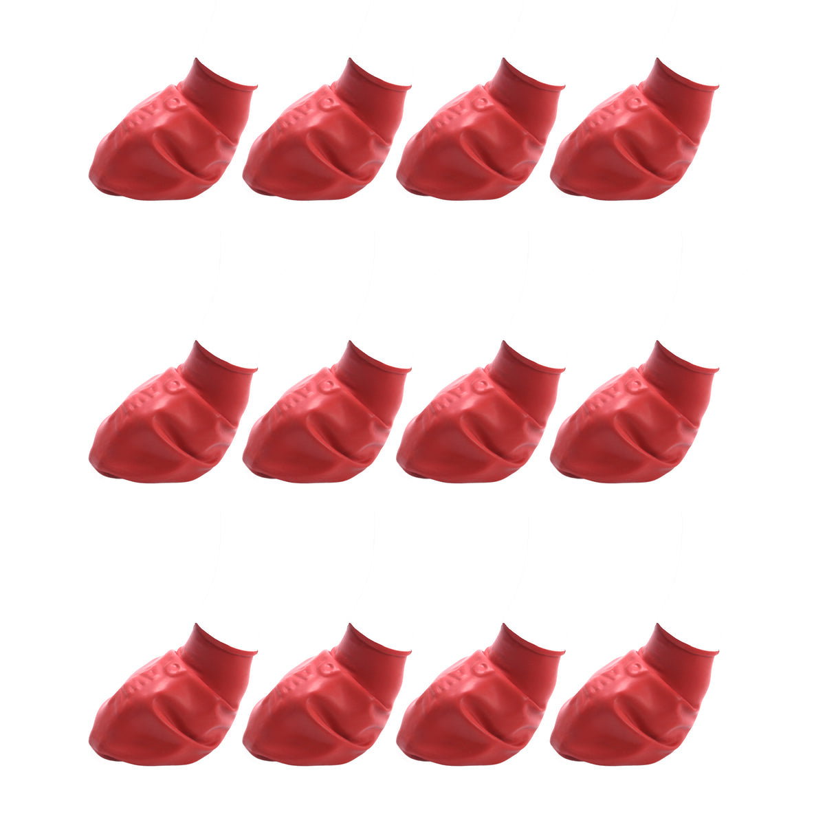 PawZ Small red rubber dog boots — twelve individual boots, manufacturer image