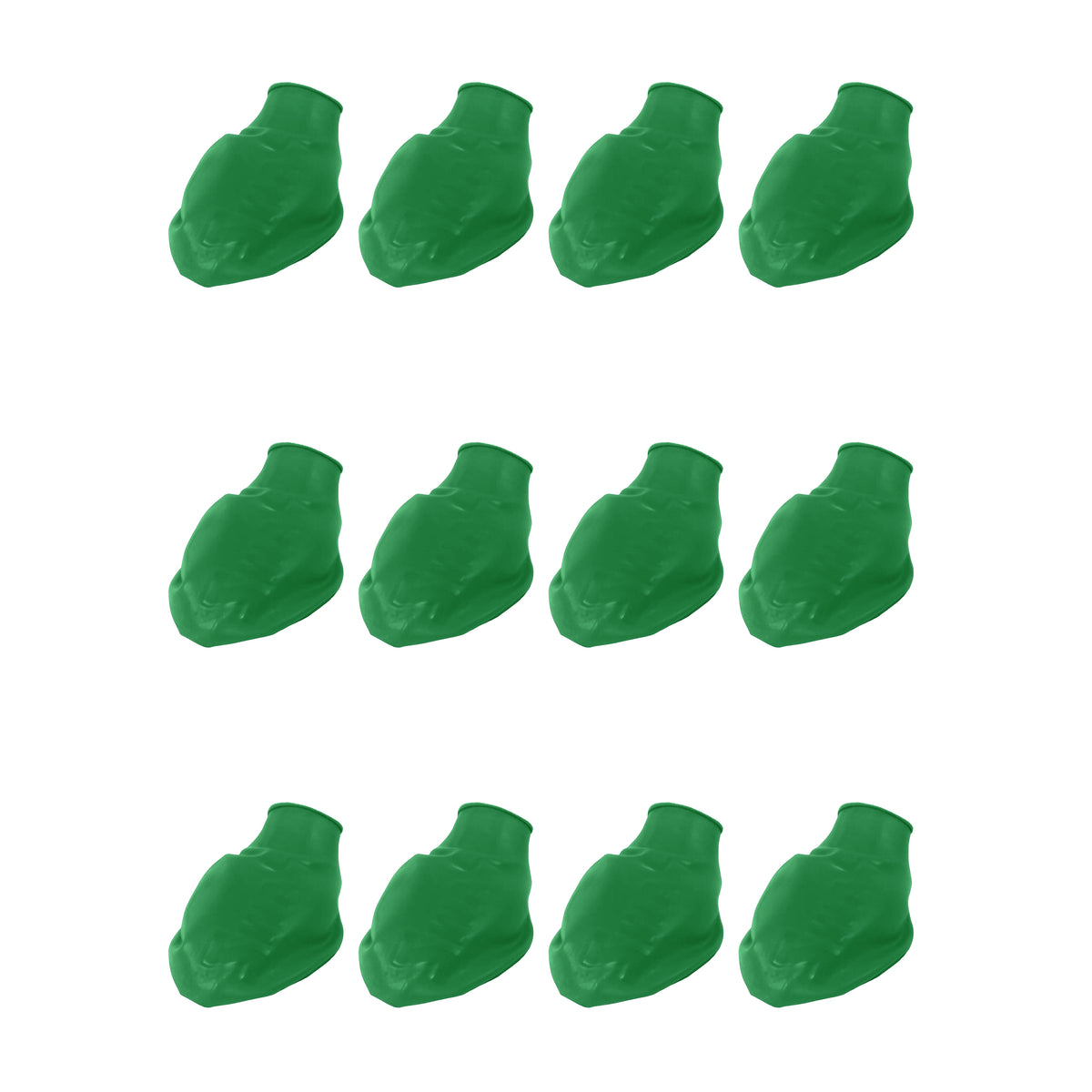 PawZ X-Large green rubber dog boots — twelve individual boots, manufacturer image