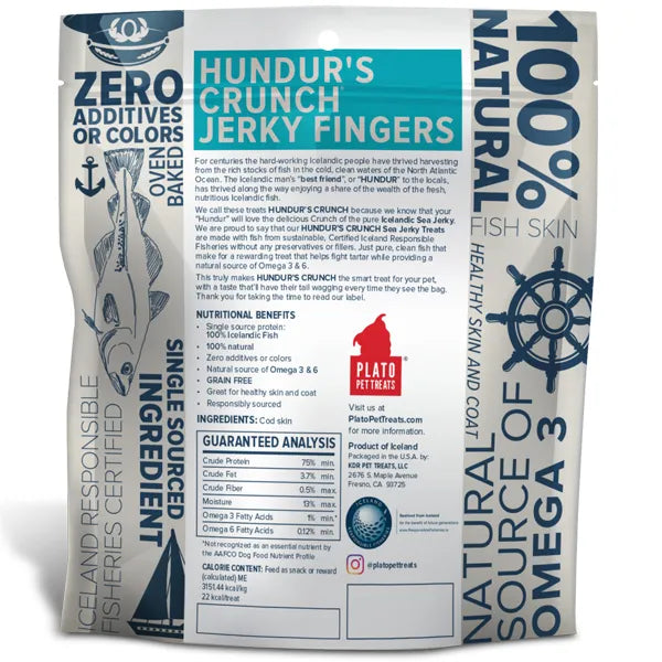 PLATO Hundur's Crunch GF Fish Skin Jerky Fingers 100g