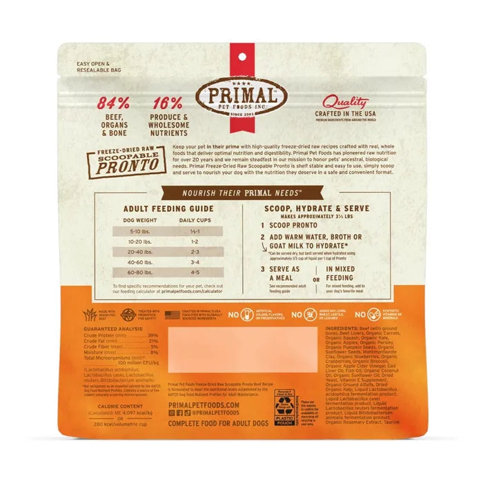 PRIMAL Canine Beef Formula Freeze-Dried Pronto -25oz