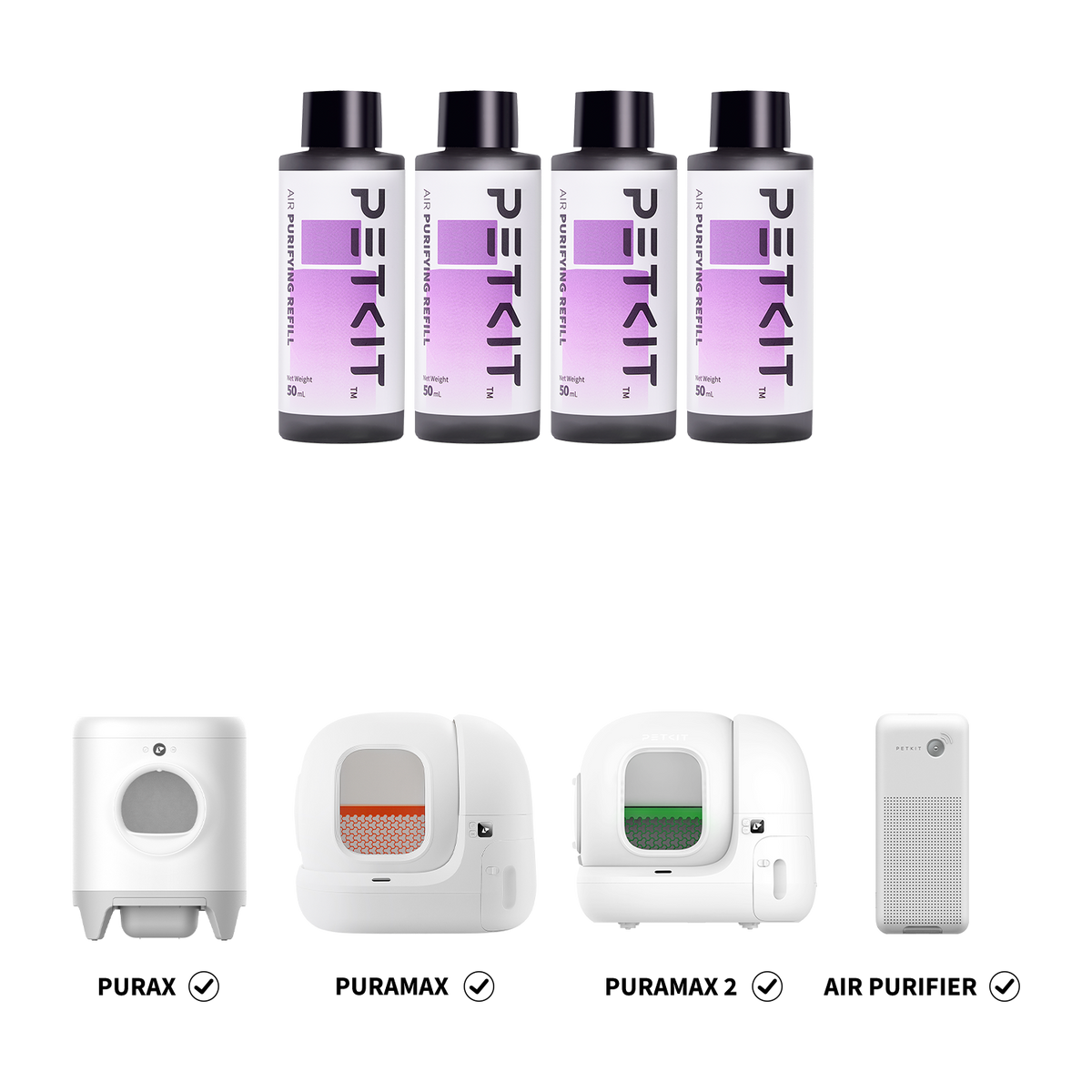 PETKIT Purifying Liquid Refill with compatible litter boxes