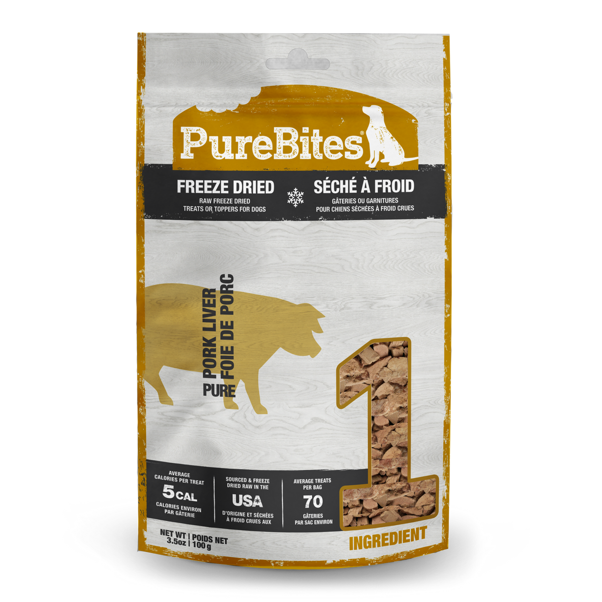 PureBites Freeze-Dried Pork Liver Dog Treats – 100 g – official PureBites image 1