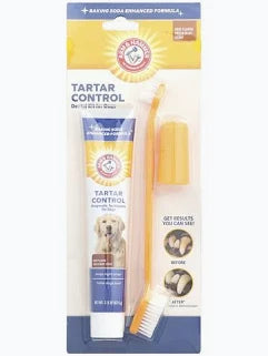 Arm & Hammer Dog Tartar Control Dental Kit with Toothbrush, Finger Brush, Toothpaste - Beef, 2.5 oz