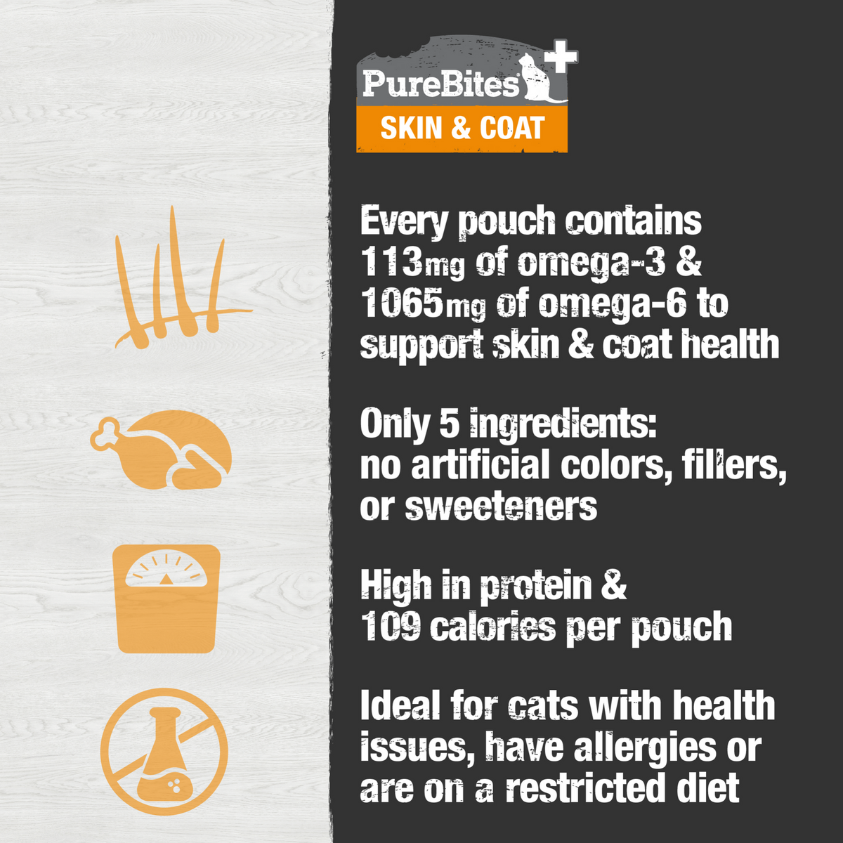 PureBites+ Skin & Coat Squeezable Cat Treat & Topper – 71 g (2.5 oz) Pouch – official PureBites image 3