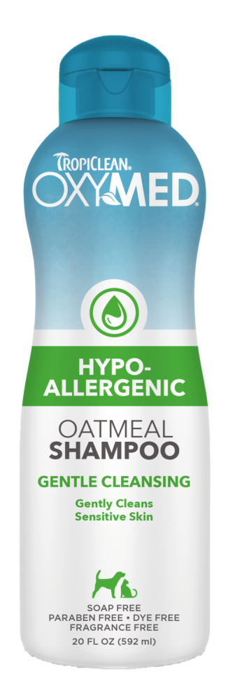 TropiClean OxyMed Hypoallergenic Oatmeal Shampoo for Dogs & Cats – front of package