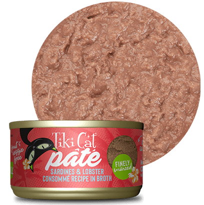 Tiki Cat Grill Sardines and Lobster Consomme Pate can and food texture