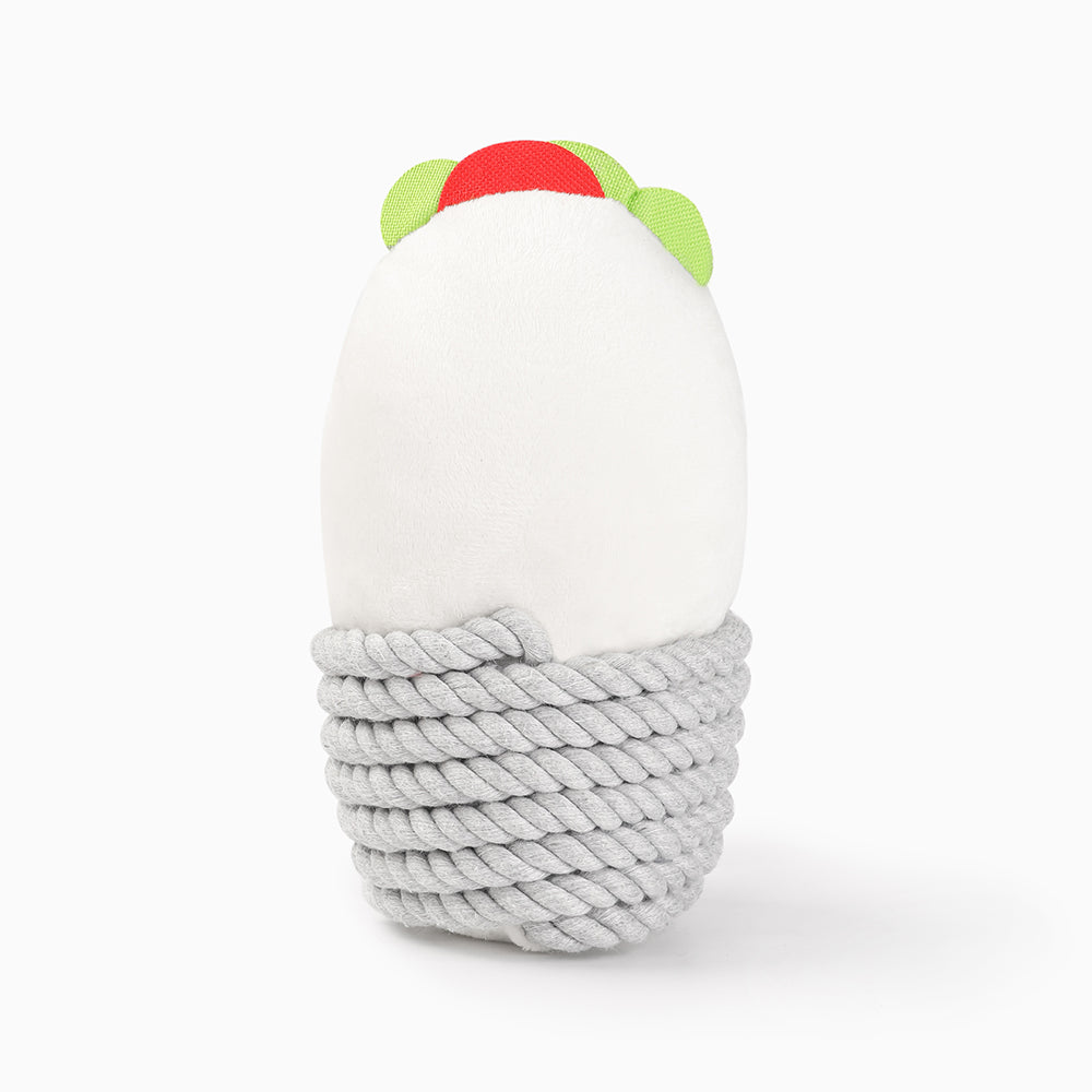 HugSmart Burrito plush and rope dog toy rear view