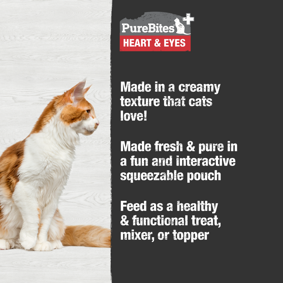 PureBites+ Heart & Eyes Squeezable Cat Treat & Topper – 71 g (2.5 oz) Pouch – official PureBites image 2