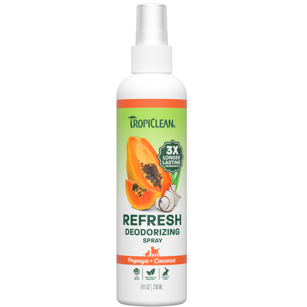 TropiClean Papaya Mist Deodorizing Spray for Dogs & Cats – front of package