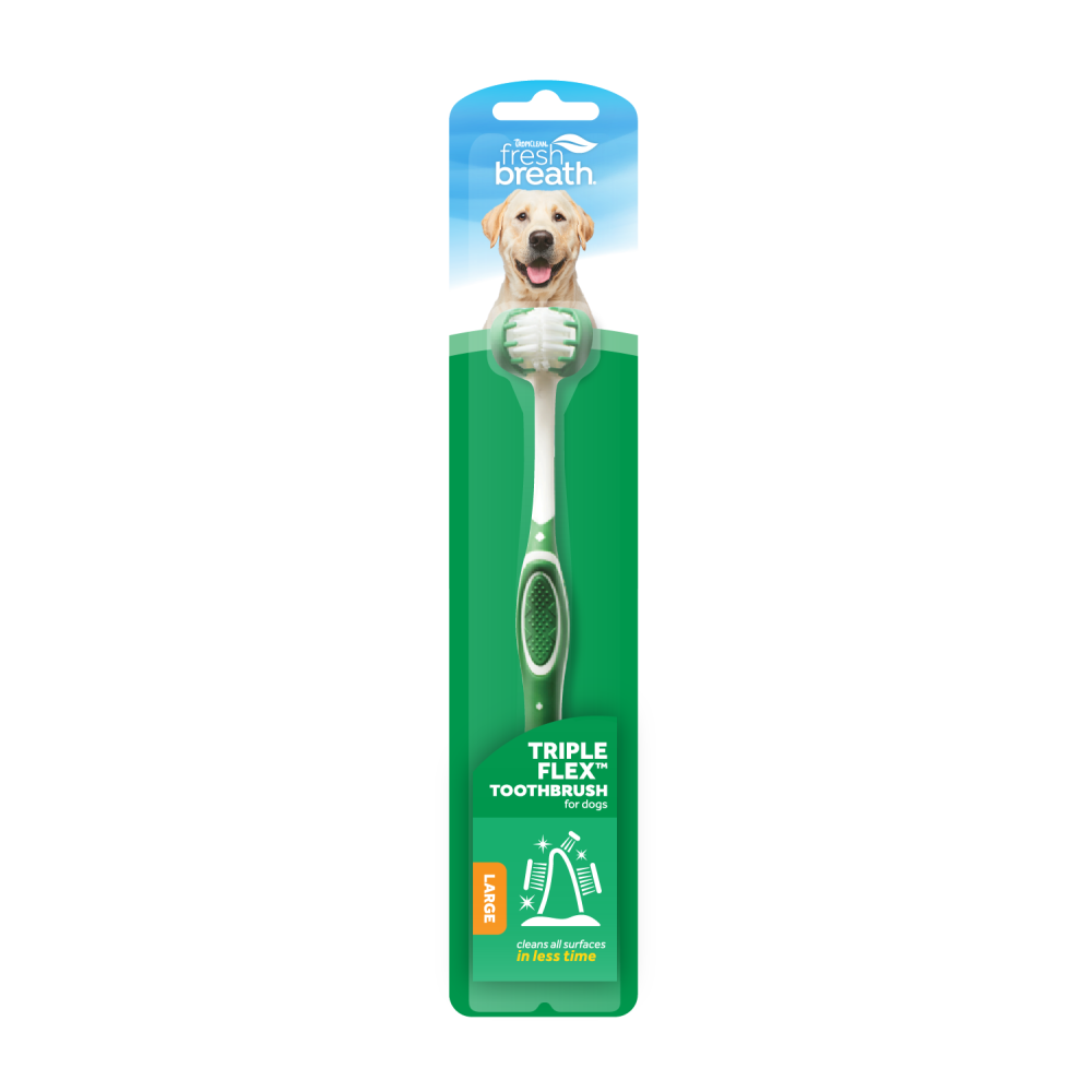TropiClean Fresh Breath Triple Flex Toothbrush for Large Dogs – front of package