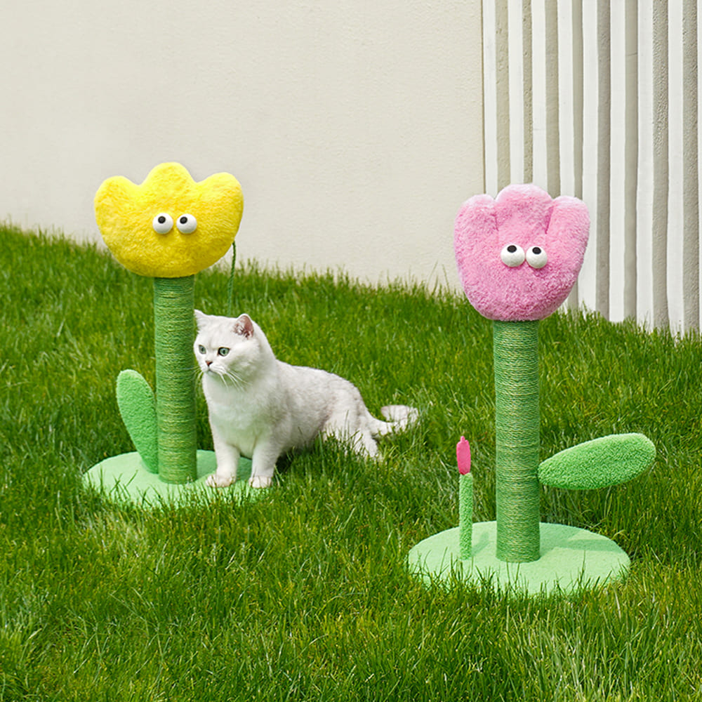 Zeze Tulip Cat Scratching Post – Yellow