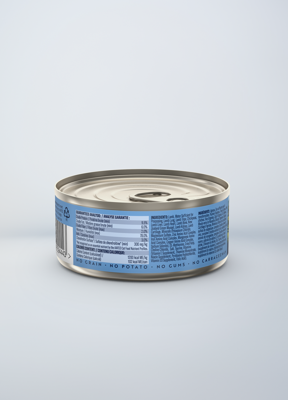 ZIWI Peak Lamb Recipe wet cat food 85 g — official manufacturer back label and guaranteed analysis