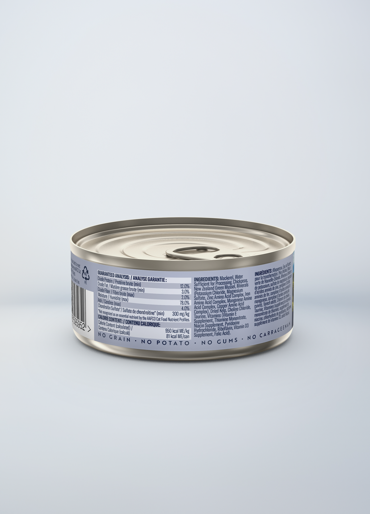 ZIWI Peak Mackerel Recipe wet cat food 85 g — official manufacturer back label and guaranteed analysis
