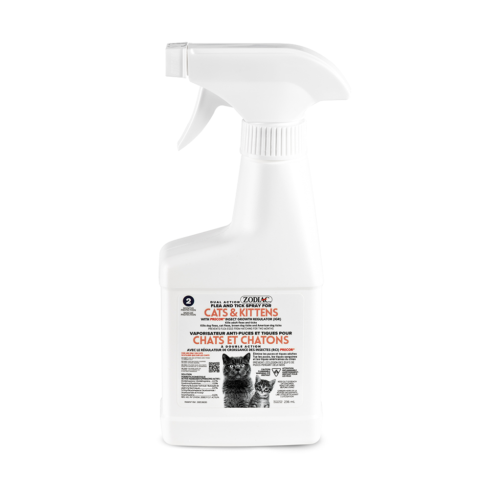 Zodiac Dual Action Flea & Tick Spray for Cats & Kittens 236 mL front